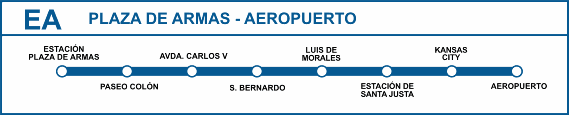 Plano autobús línea EA Aeropuerto de Sevilla
