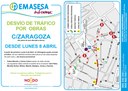 Activación de los cortes de tráfico en la calle Zaragoza con motivo de las obras de renovación de redes de Emasesa
