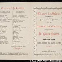 22-Teatro de Eslava.   Compañía de zarzuela de Ramón Navarro. Temporada de verano 1890 ©ICAS-SAHP, Archivo Municipal de Sevilla