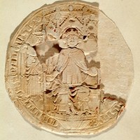 Ejemplar del “sello gótico”, sello de placa del Concejo de Sevilla sobre cera roja, utilizado al menos entre 1445 y 1501. © ICAS-SAHP, Archivo Municipal de Sevilla.