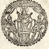 Escudo de Sevilla impreso, utilizado en la documentación municipal, fechada en 1788. El “nomadejado”, ya incorporado en el escudo, a los pies de San Fernando. ©ICAS-SAHP, Archivo Municipal de Sevilla.