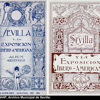 1929-1930. Decoración de la revista Sevilla y la Exposición Iberoamericana, a cargo del pintor Hohenleiter, con presencia del “nomadejado”. © ICAS-SAHP, Archivo Municipal de Sevilla.