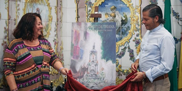 El Ayuntamiento presenta el cartel del Corpus Chico de Triana, obra del párroco de Santa Ana, Ildefonso Milla