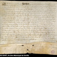 1284, enero, 14. Sevilla. Alfonso X concede a Pedro Sánchez una serie de propiedades en Sanlúcar la Mayor.