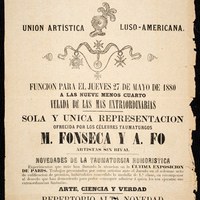 02-Teatro-Circo del Duque. Unión artística Luso-Americana, célebres taumaturgos M. Fonseca y A. Fo. 1880/05/27 ©ICAS-SAHP, Archivo Municipal de Sevilla ©ICAS-SAHP, Archivo Municipal de Sevilla