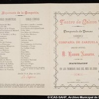 22-Teatro de Eslava.   Compañía de zarzuela de Ramón Navarro. Temporada de verano 1890 ©ICAS-SAHP, Archivo Municipal de Sevilla