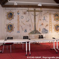 20.Interior de la Sala de la ropería. Pinturas al fresco restauradas, con los evangelistas y los objetos de la Pasión. ©ICAS-SAHP, Reprografía (Antonio Brenes)