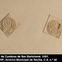 Alcaldes de Cumbres de San Bartolomé. 1491. ICAS-SAHP, Archivo Municipal de Sevilla, C.S. n.º 45