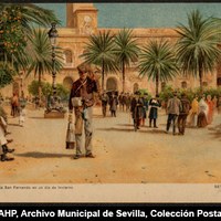 Plaza de San Fernando en invierno © ICAS-SAHP, Archivo Municipal de Sevilla, Colección Postales, 209