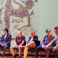 Pedro Chicharro (Diputación), Rafael Rodríguez, Segundo Falcón, Paco Jarana y Pedro Sierra (De izquierda a derecha)